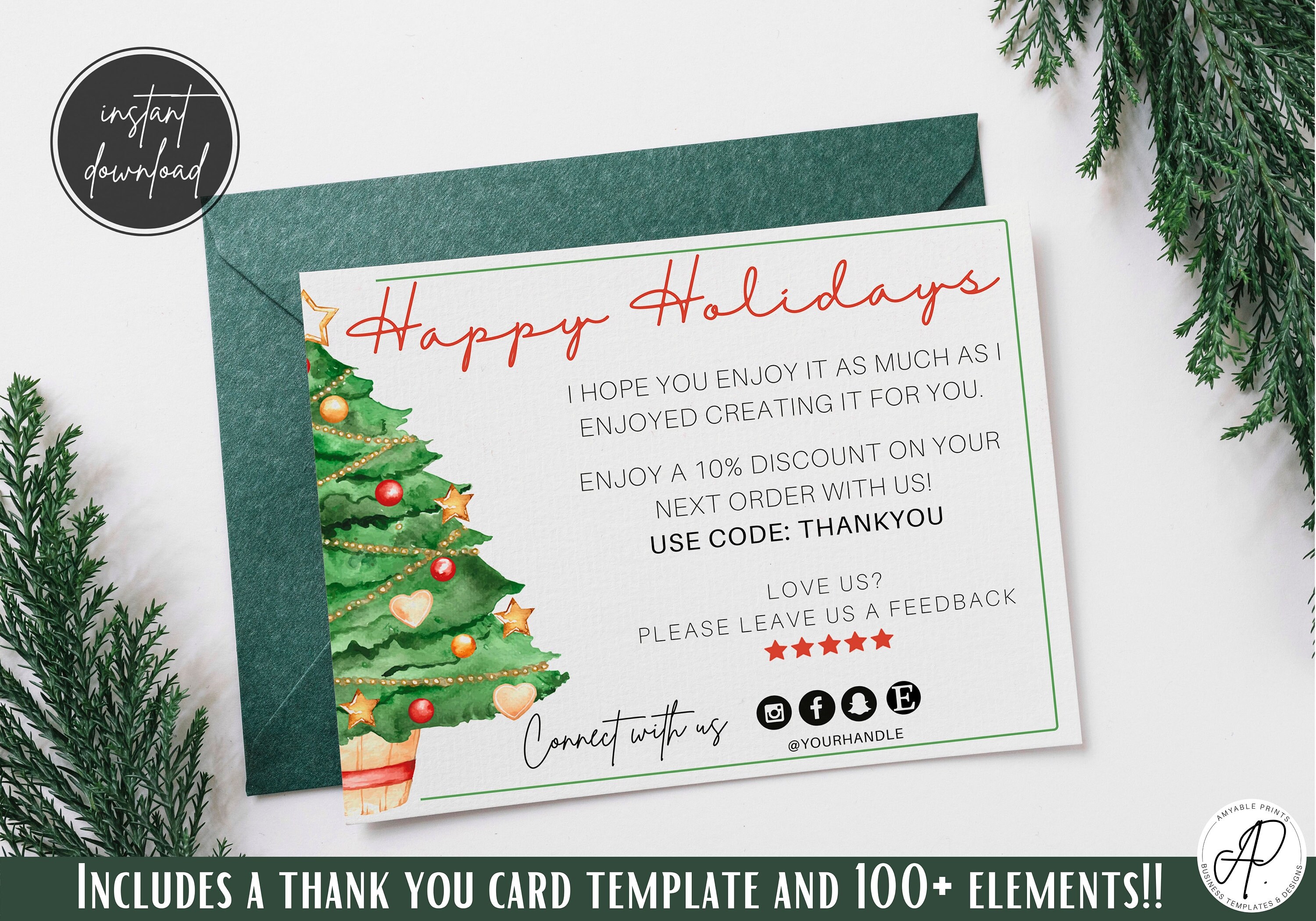 Small Business Christmas Card Business package template | Etsy