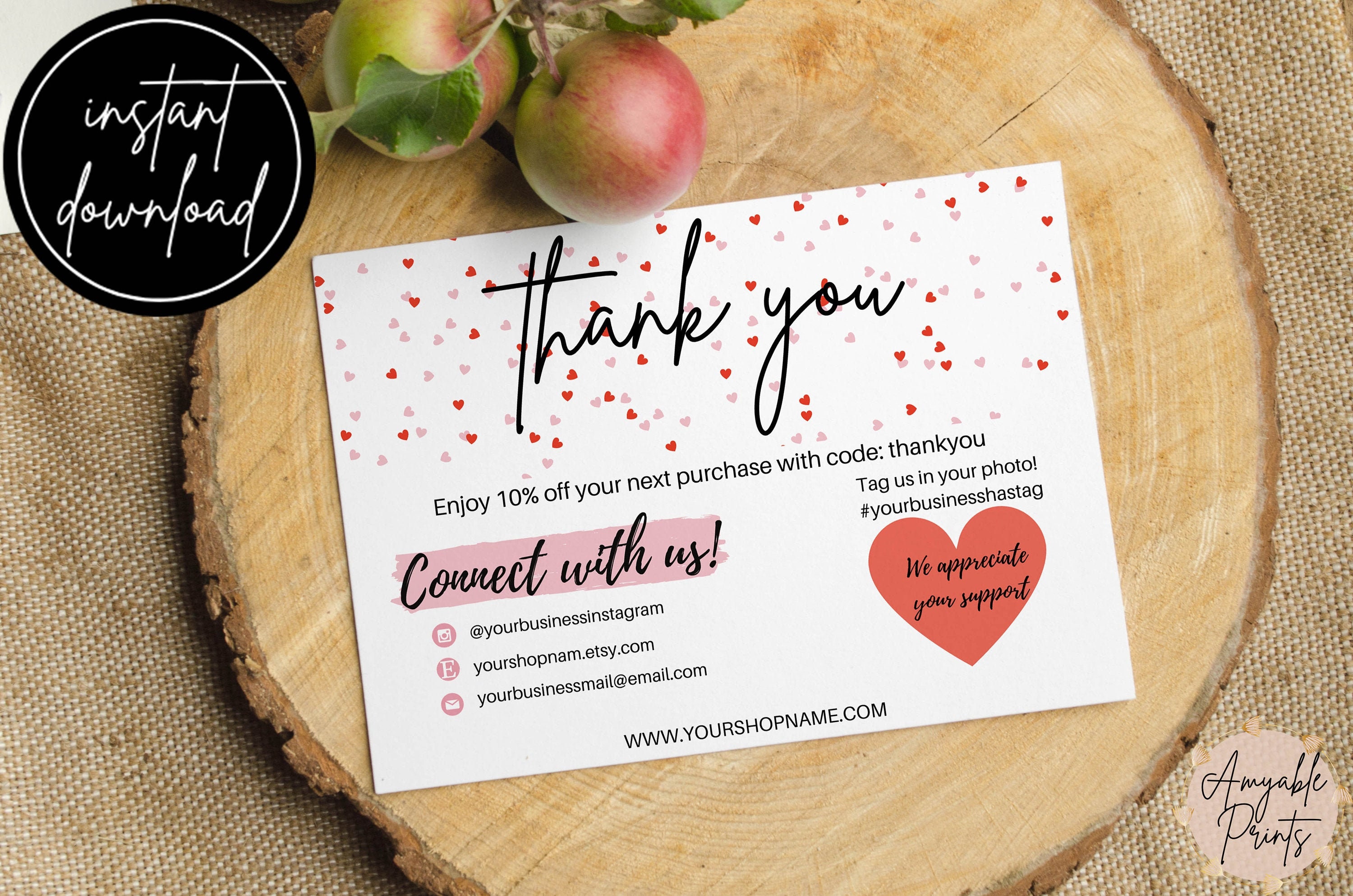 Editable Business Thank You card TEMPLATE Thank you for your | Etsy