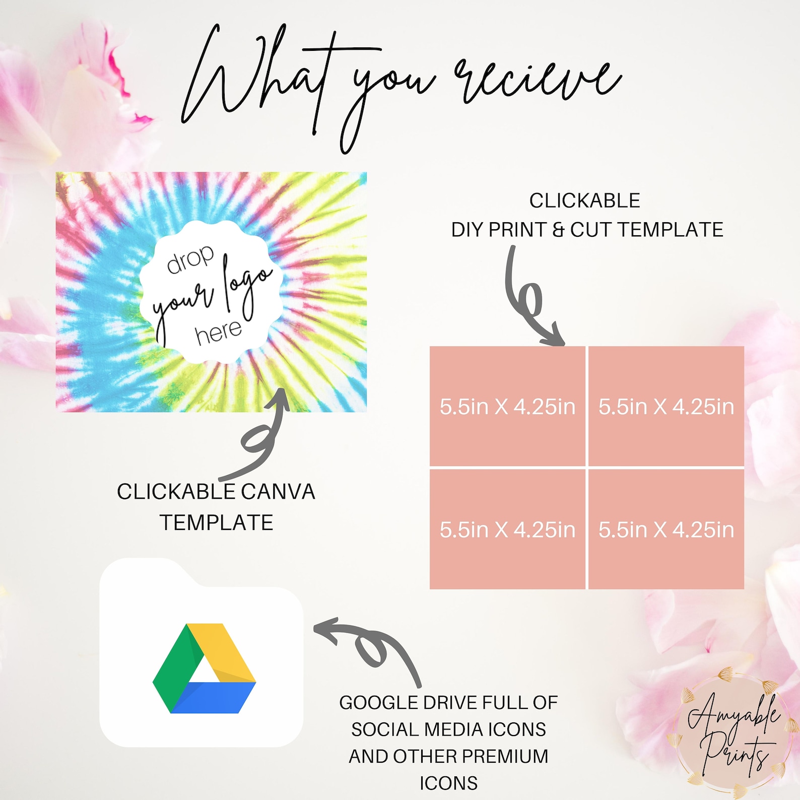 Tie Dye Business Cards Small Business Printable Packaging Etsy