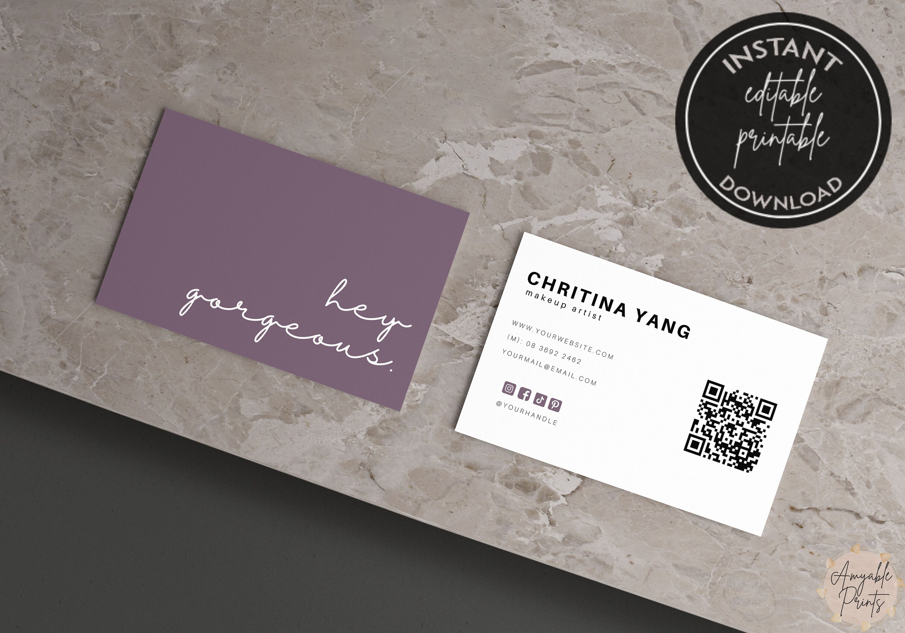 Unique Boho Business Card Template With QR Code for Small Etsy