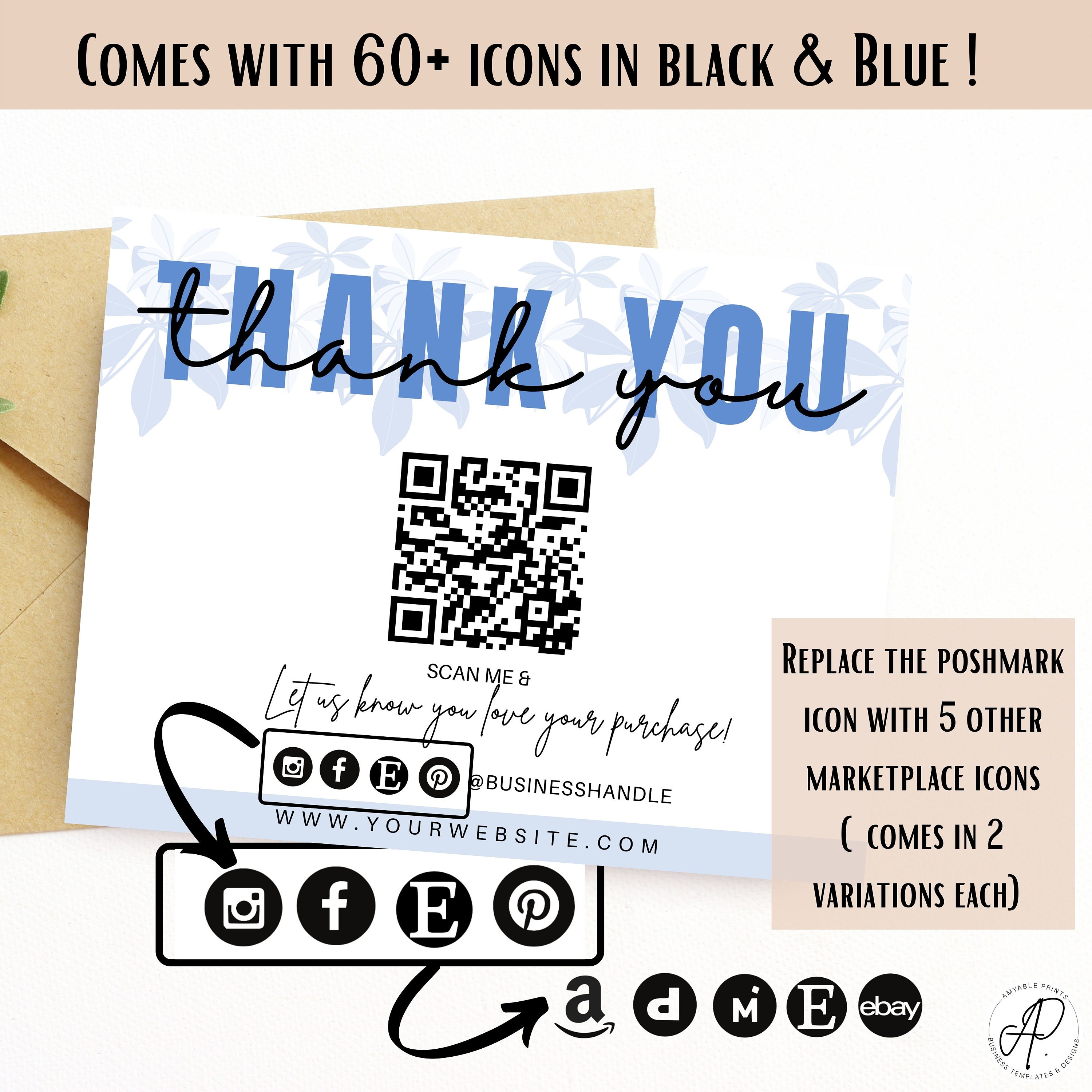 QR code thank you cards Review cards for business Small Etsy