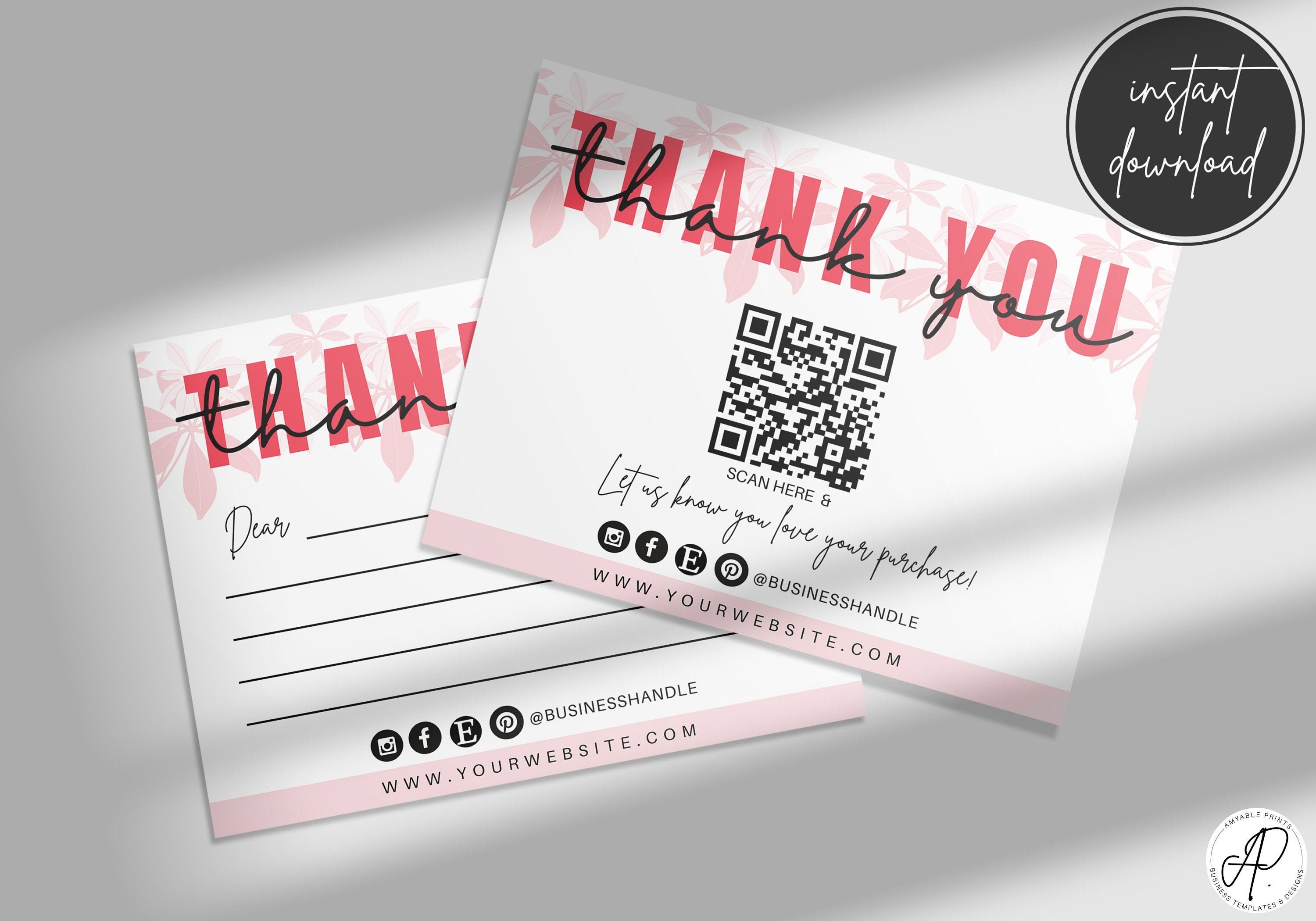 QR Code Thank You Cards Thank You Cards Business Template Etsy