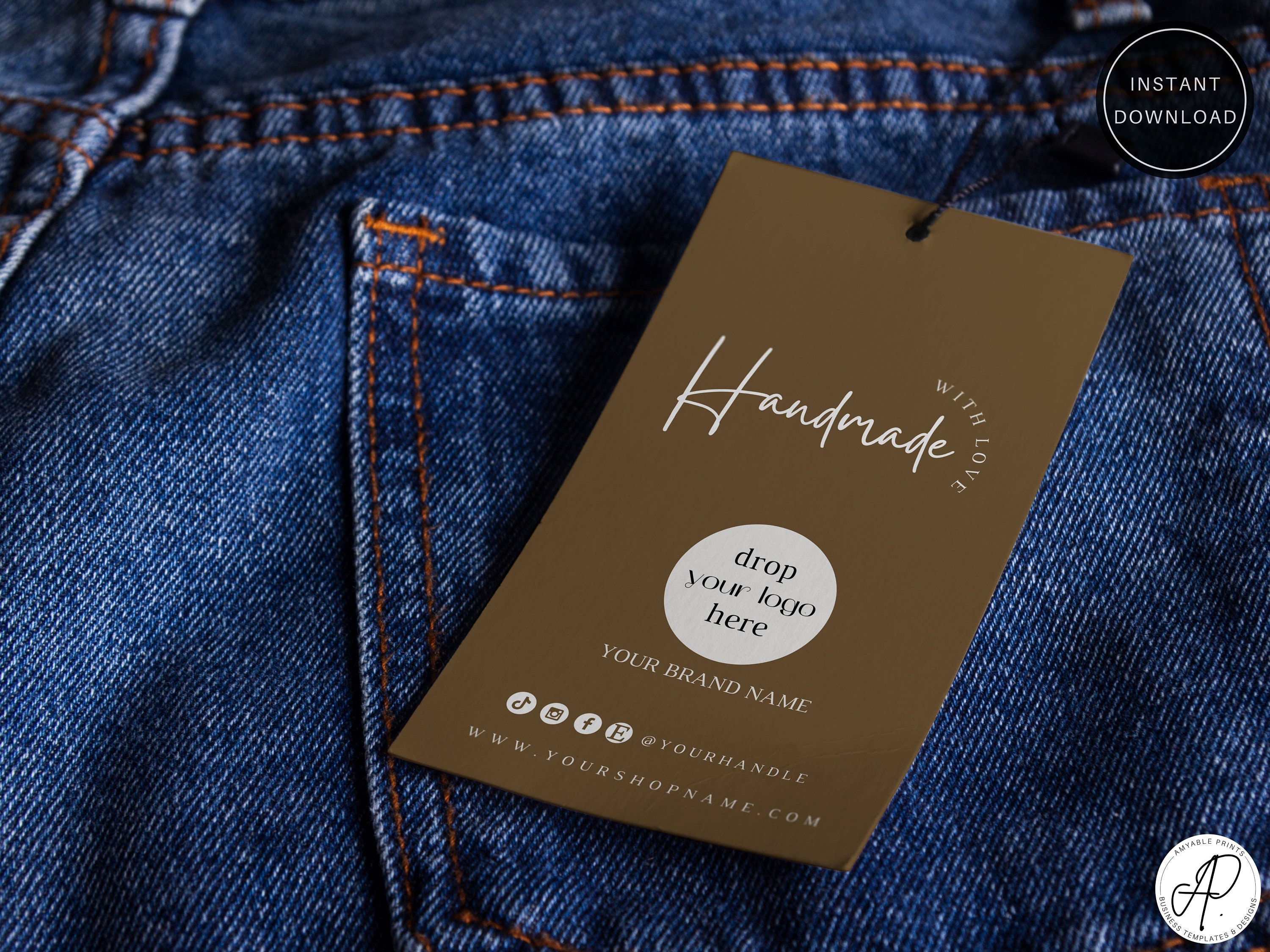 Editable clothing hang tags template Small business hang Etsy