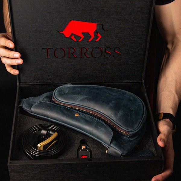 SADDLE BAG LEATHER - Gift Set Leather Bag - Mens Leather Bag - Torross™ Fit Bag