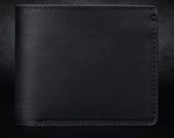 Personalized leather small pocket wallet with engraving, brown leather bifold wallet, slim leather trifold wallet for men, gift for men