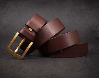 Costum brown leather belt, handmade belt for mens, groomsmen engraving belt, western waist belt, anniversary gift for him