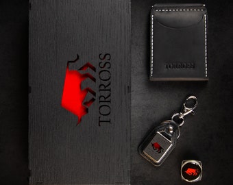 Men's gift box: engraved leather money clip, custom money clip for men's gift for him, groomsmen gift, anniversary gift, Christmas gift