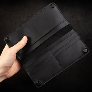 Portafoglio in pelle personalizzato artigianale per uomo, portafoglio sottile nero, portafoglio sottile da tasca inciso a mano, portafoglio per carte di credito bifold