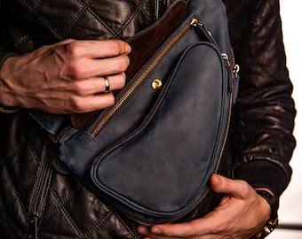 Skórzana torba typu sling, torba typu cross body dla mężczyzn, spersonalizowana męska torba na ramię, prezenty rocznicowe dla niego - Torross Fit Bag