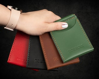 Custom engraved money clip for womens, leather card case, money clip for mom, credit card clip, money holder - TORROSS™ Money Clip W