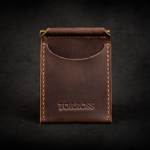 Portafoglio fermasoldi in pelle personalizzato, porta soldi, fermasoldi inciso, fermasoldi magnetico in pelle, portafoglio in pelle marrone, regalo per uomo