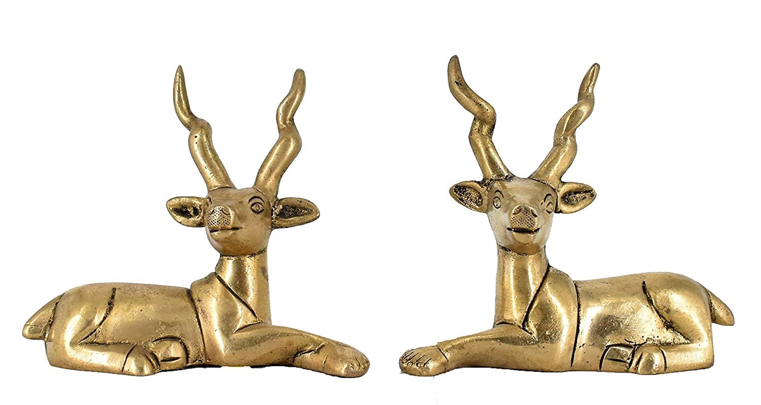 Brass Deer Vastu/Feng Shui Pair of Sitting Brass Deer Statue Etsy