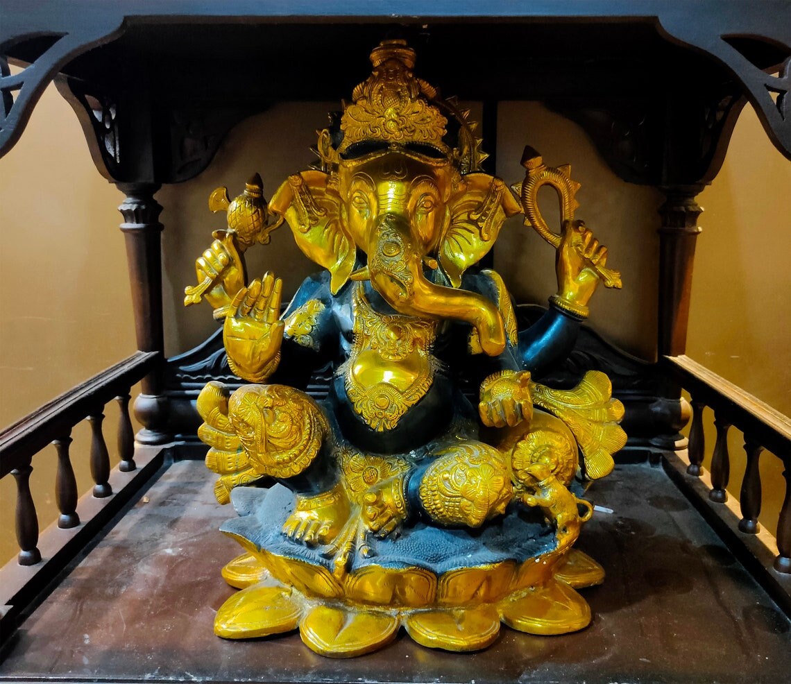 (Ganesha)　of　Elephant　Success　Ganesh　Hindu　(Large)　Idol　Ganesha　Lord　Statue，　Metal　Rare　超激安　God