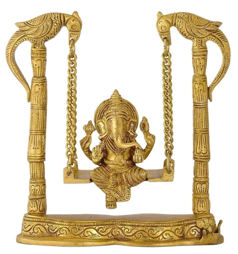 Lord Ganesha Bhagwan Swing Brass Ganesh Ganpati on Jhoola Etsy