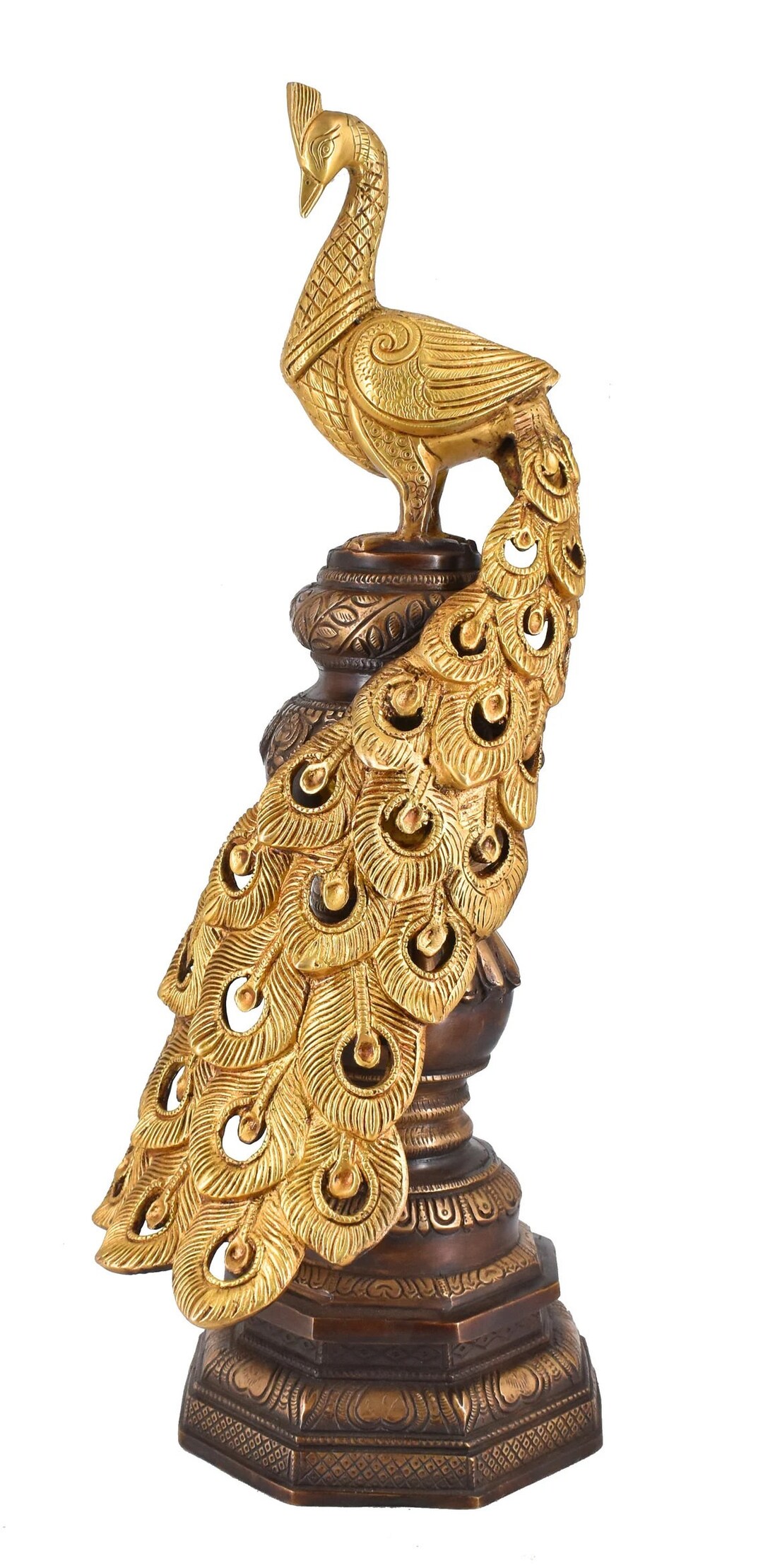 Brass Peacock Statue Figurine Sculpture for Home Office Decor Single