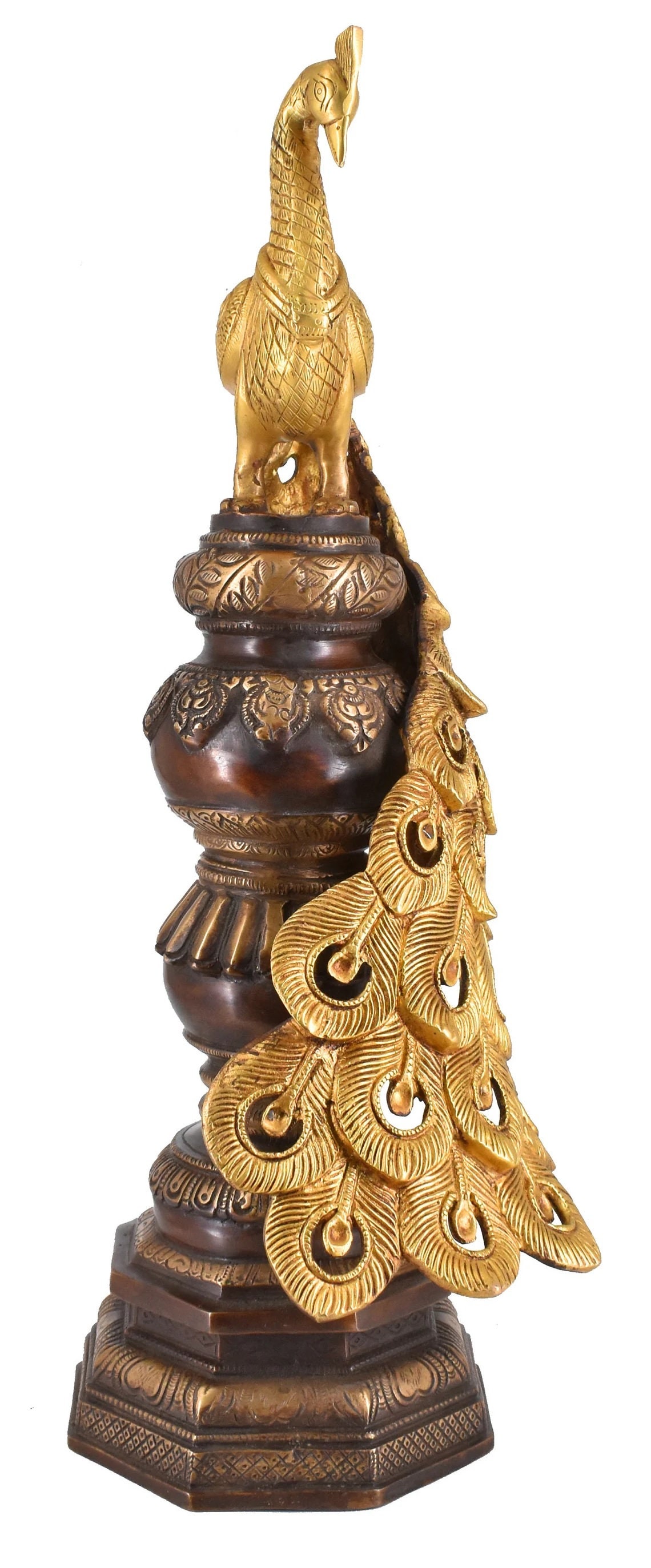 Brass Peacock Statue Figurine Sculpture for Home Office Decor Etsy