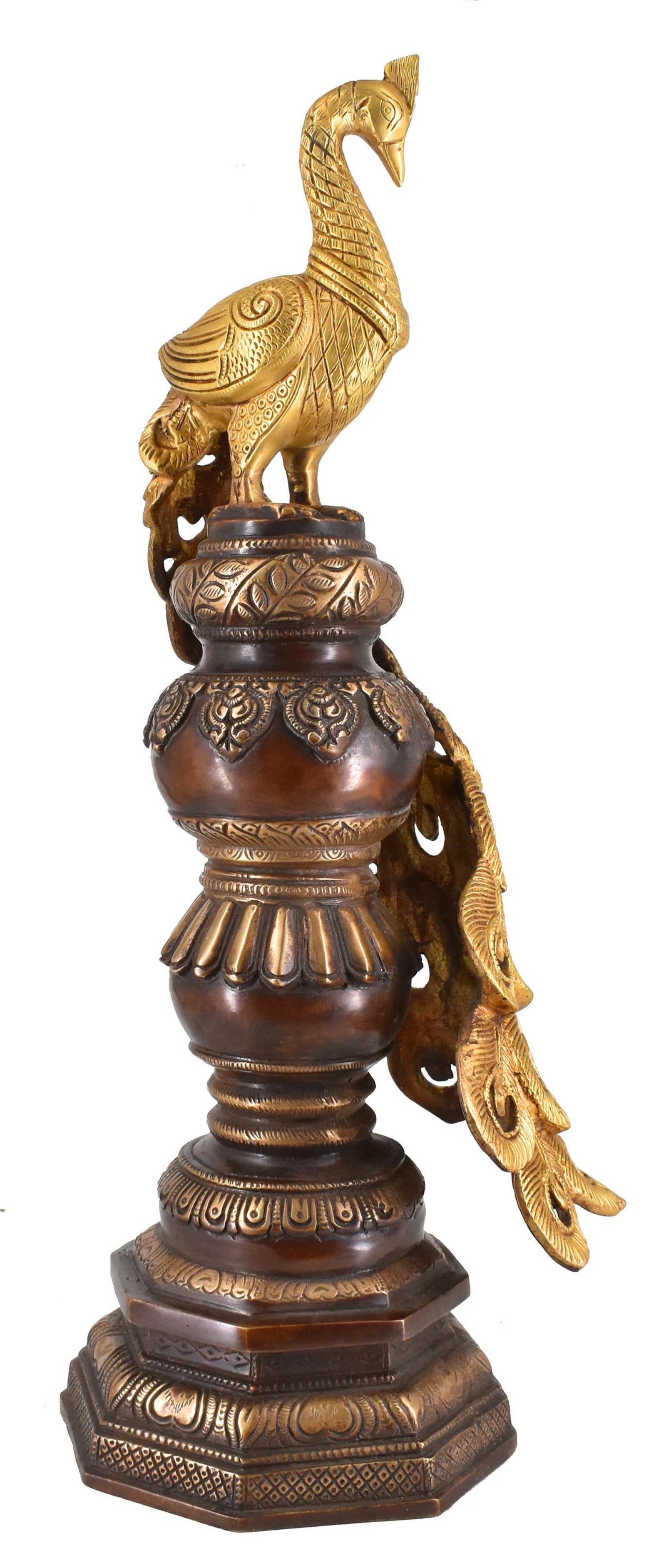 Brass Peacock Statue Figurine Sculpture for Home Office Decor Etsy