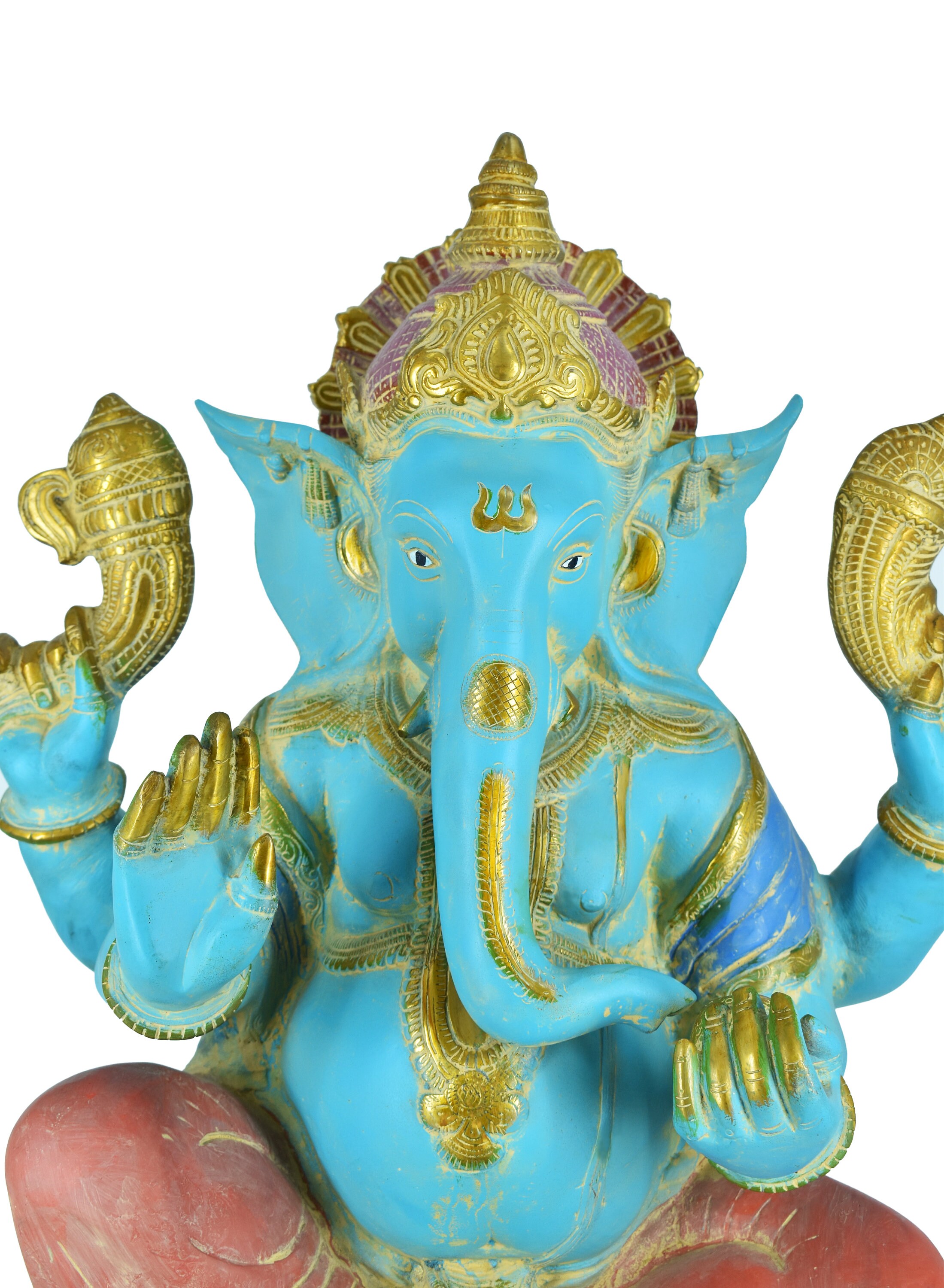 Antique Colorful Ganesh Statue Brass Ganesha Idollord Etsy
