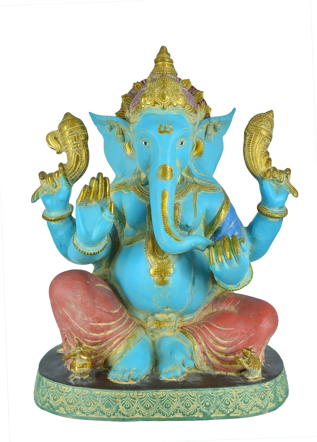 Antique Colorful Ganesh Statue Brass Ganesha Idollord Etsy