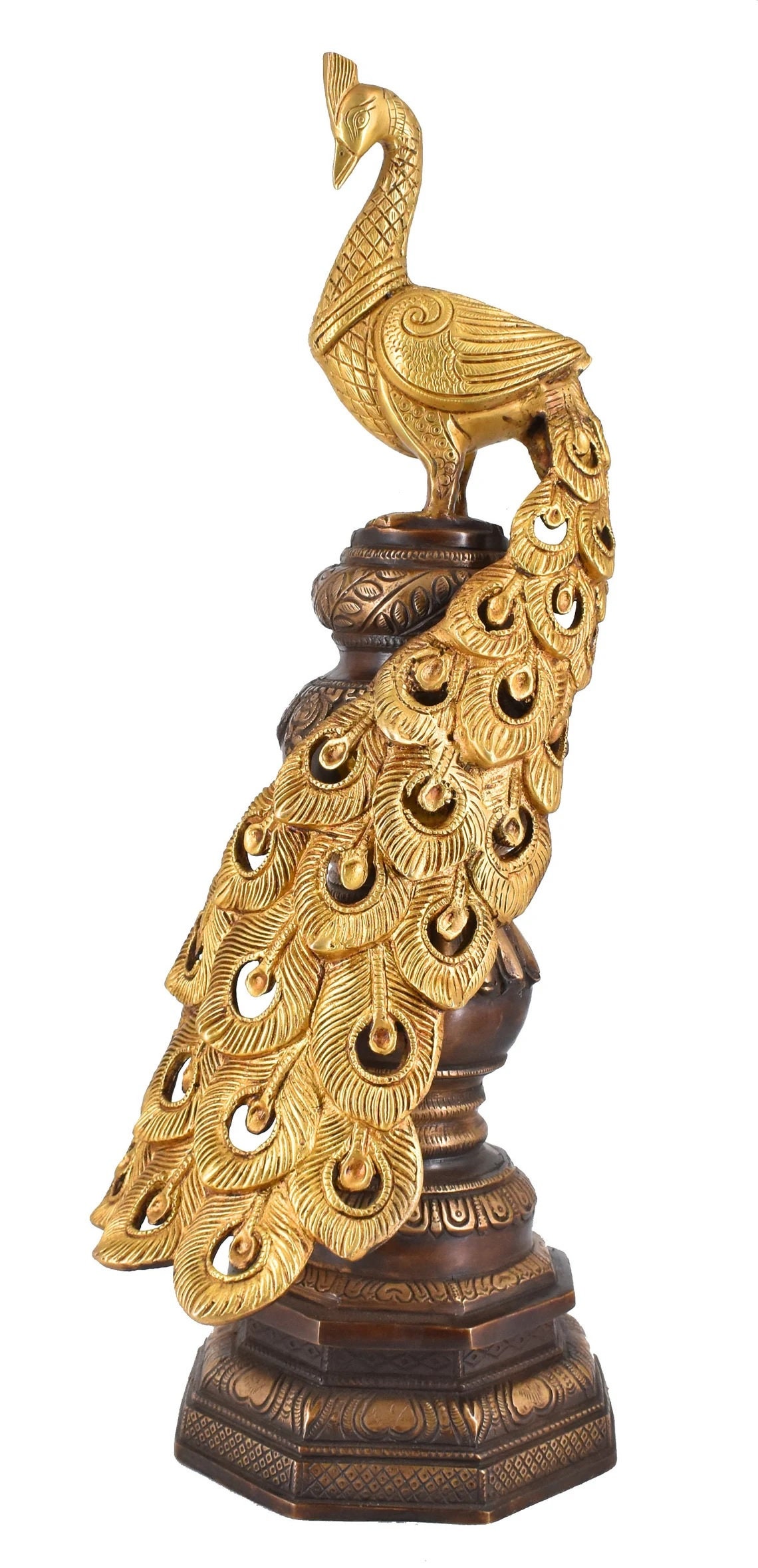 Brass Peacock Statue Figurine Sculpture for Home Office Decor Etsy