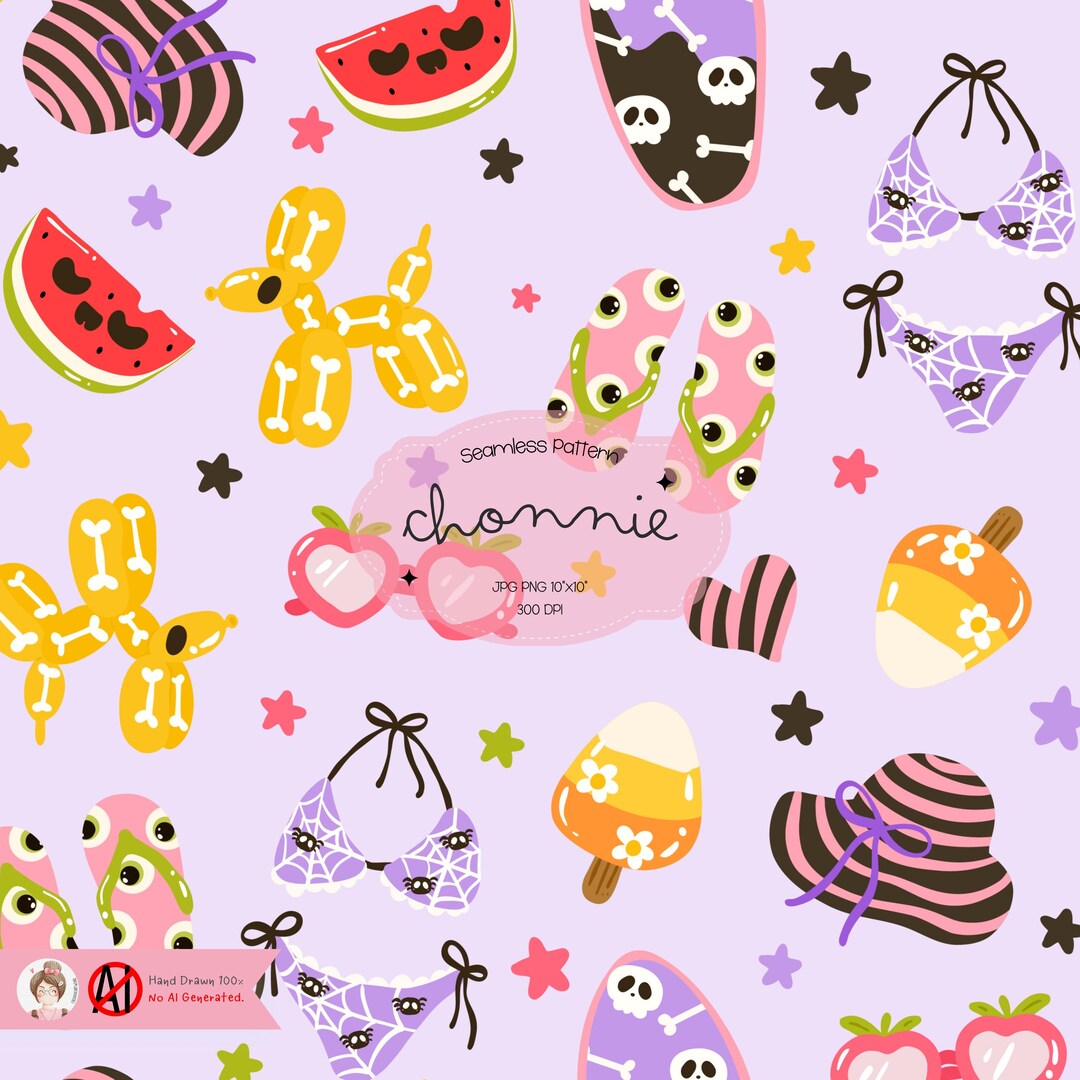 Summerween Seamless Pattern, Summerween Vibes, Spooky Summer Ween,ghost ...