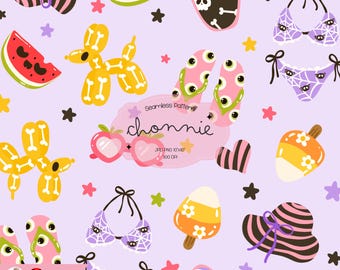 Summerween Seamless Pattern, Summerween Vibes, Spooky Summer Ween,Ghost Summer Png, Summerween Shirt, Halloween Aesthetics,Summerween Gift