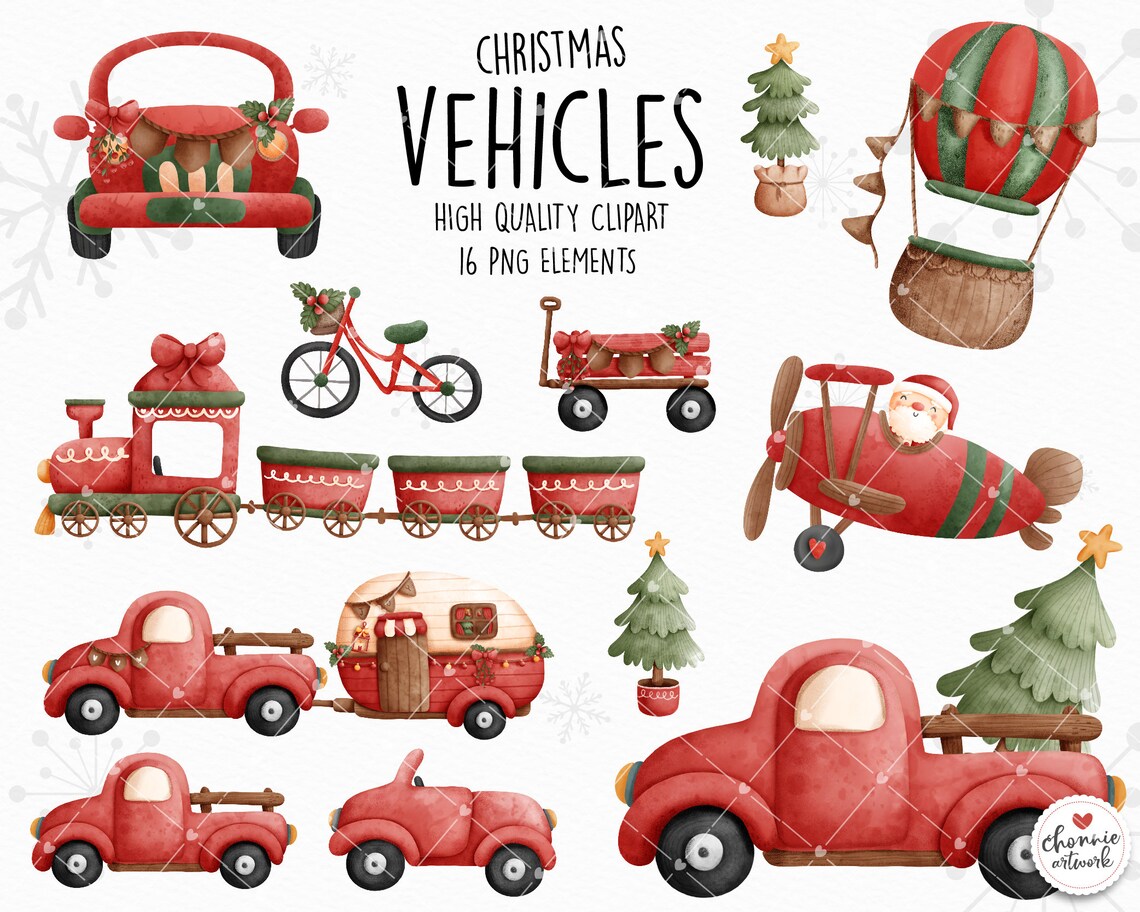 Christmas Vehicles Clipart Christmas Car Clipart Christmas Etsy