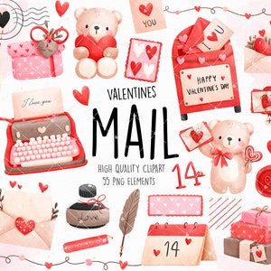 Valentines mail clipart, Valentines letter clipart, Valentine's day clipart, Valentines bear clipart