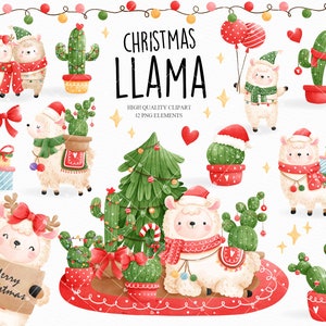 Christmas llama clipart, llama clipart, christmas clipart, christmas animal clipart, animal clipart