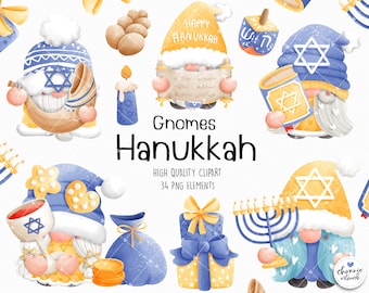 Gnome Hanukkah, Hanukkah festival, Clipart, Gnome clipart, Hanukkah decorations, Jewish gnomes