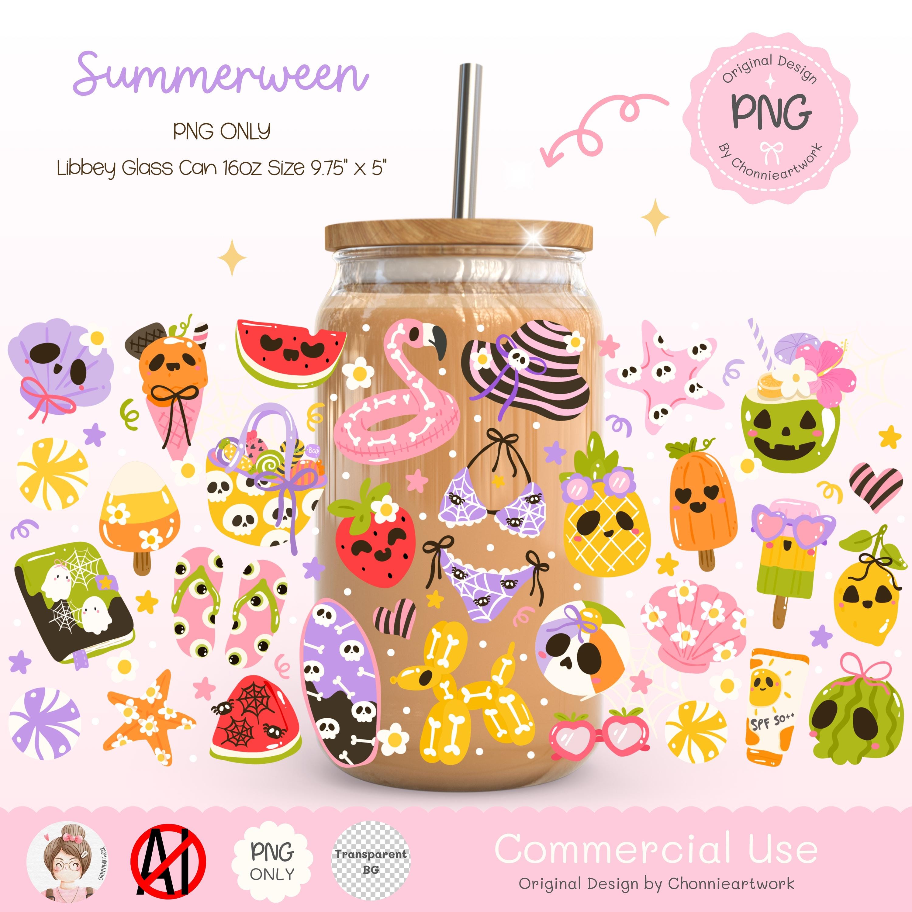 Summerween Glass Wrap, Summerween Vibes, Spooky Summer Ween,Ghost Summer, Summerween Iced, Halloween Aesthetics, Beach Ghost,Summerween Gift