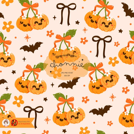 Pumpkin Cherry Seamless Pattern, Spooky Pumpkin Seamless, Pumpkins Seamless Digital Papers, Cute Pumpkin Seamless, Pumpkin Patterns png