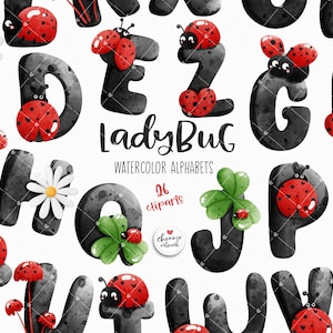 Fuente Ladybug, alfabeto Ladybug, fuente, letra