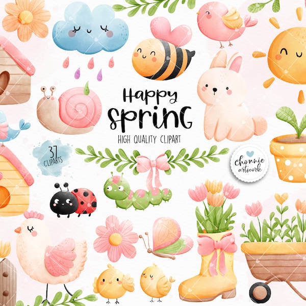 Fröhlich Frühling Clipart, Frühling Clipart, Frühling Tier Clipart, Frühling Garten Clipart, Garten Clipart