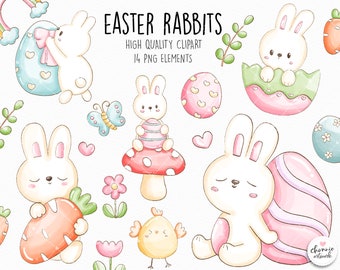 Easter Bunny Clipart, Easter Bunny PNG, Rabbit Clipart, Easter Clipart, Easter Rabbit Doodle