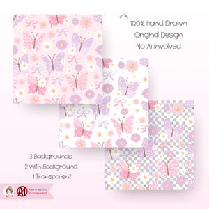 Pastel Butterfly Seamless Pattern – Cute Pink & Purple Floral Digital ...