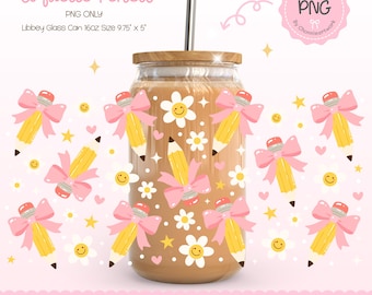Coquette Pencil Cup Wrap, Teacher Appreciation Glass Wrap, Girly School Supplies, Cute Pencil Bow, Back to School, Teacher Gifts