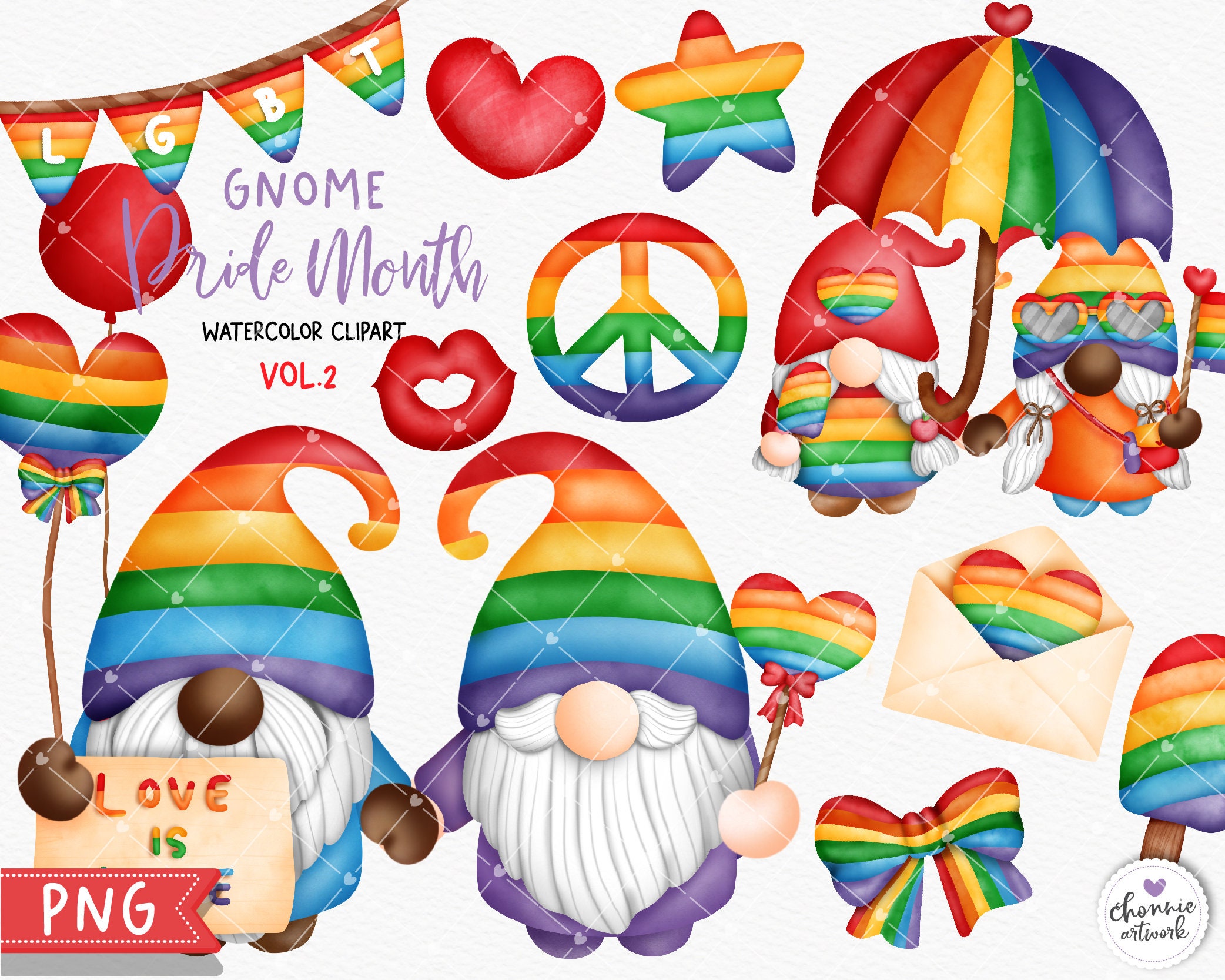 Watercolor Pride Gnome Clipart LGBT Gnome PNG Pride Month - Etsy UK