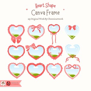 Red Heart Shape Canva Frame Template, Canva Drag & Drop Frame ...