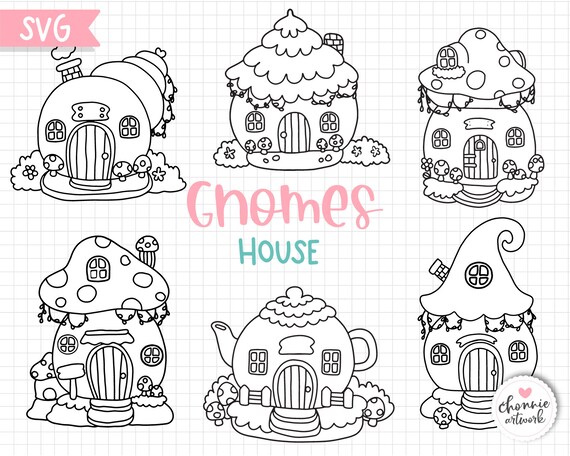 Printable Gnome Paper Dolls and Fairy Mushroom Gnome Houses in COLOR ...