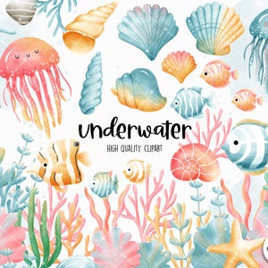 Ocean clipart, Underwater clipart, Sea animals clipart, Summer clipart, Coral reef clipart, Ocean creatures, fish clipart