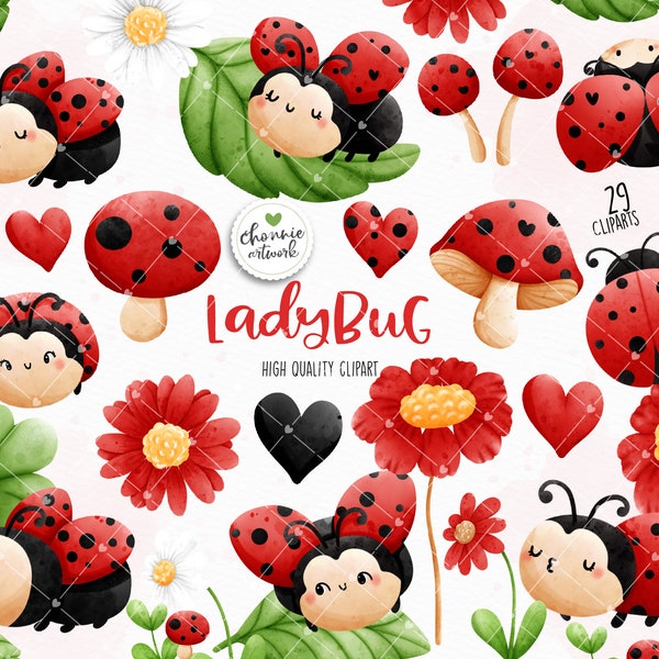 Clipart coccinelle, png coccinelle mignonne, clipart bug, clipart bug amour