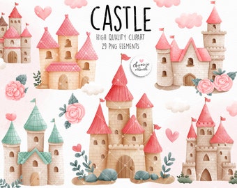 Castle Clipart, Fairytale Castle Clipart, Princess Castle clipart, Cartoon Castle Clipart, Magic Kingdom