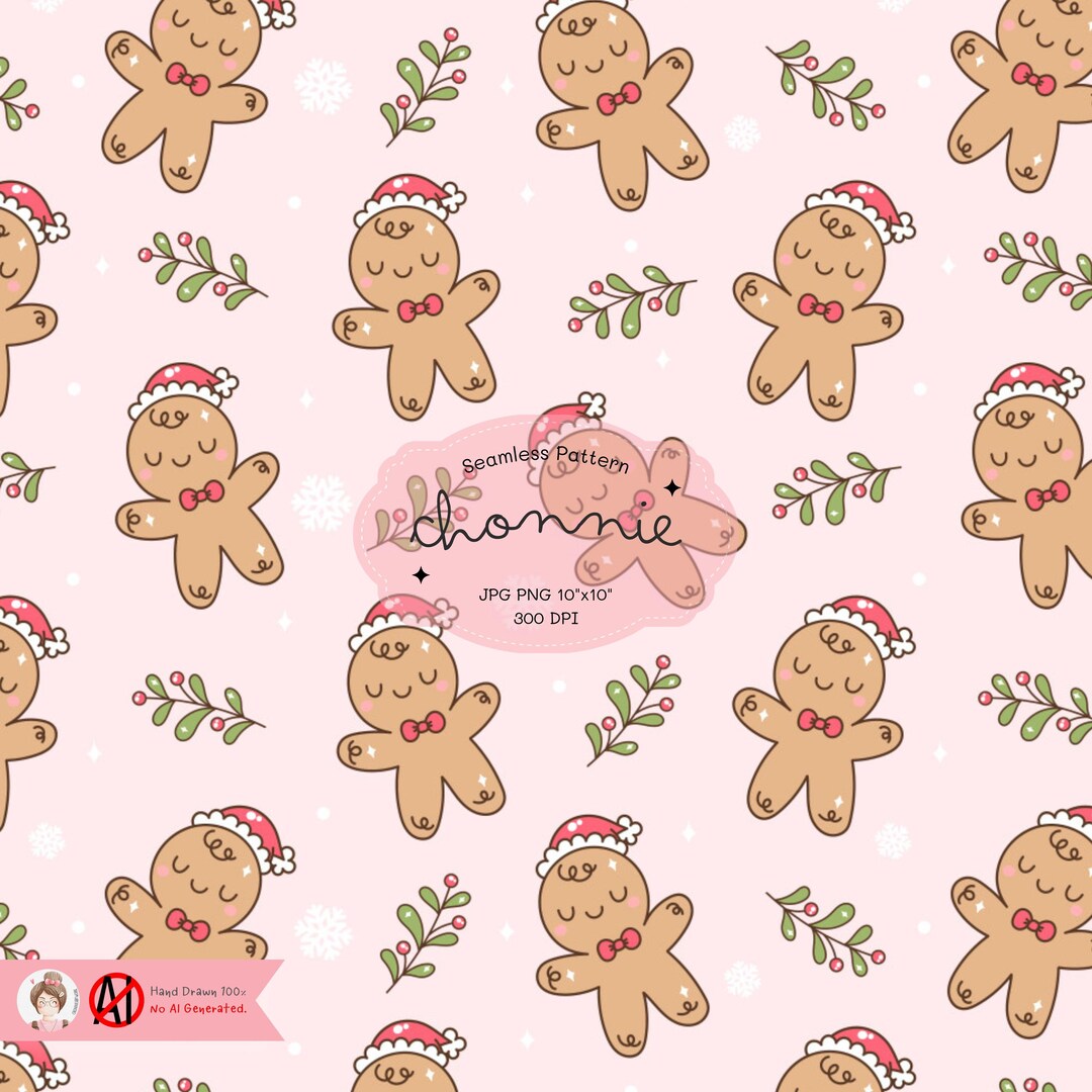 Groovy Gingerbread Man Seamless Pattern Retro Holiday Digital Paper ...