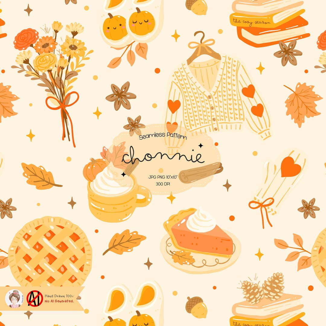 Fall Ish Pattern Fall Seamless Pattern, Autumnal Seamless, Autumn Floral Seamless ...