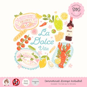 Clipart de La Dolce Vita, Clipart de Sardinas con Estilo de Pescador, Lata de Sardinas Bonita, Verano Femenino, Arco de Pescado en Lata, Estilo Costero Femenino, Playa Oceánica de Moda