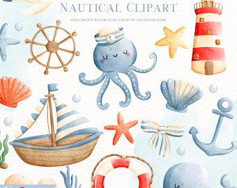 Nautical clipart, Ocean clipart, Lighthouse, Marine clipart