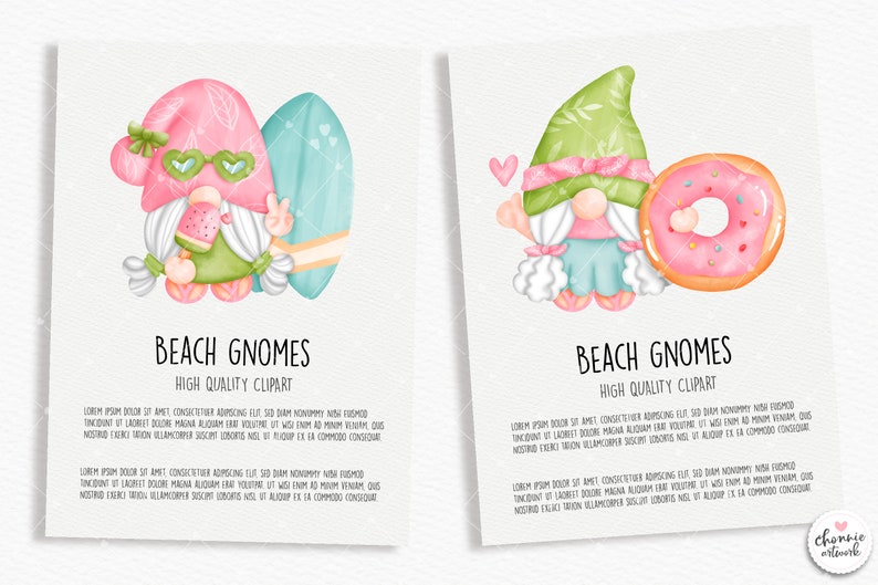 Summer Gnomes Clipart, Beach Gnomes PNG, Summer Gnomes Clipart Bundle, Summer Gnome Clipart, Fruit gnome Clipart image 2