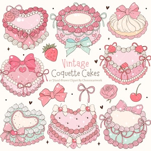 Vintage Cake Clipart Retro Wedding Cake Coquette Birthday SVG PNG Doodles 90s Coquette Cake png svg Pastel Ribbon Cake Clipart