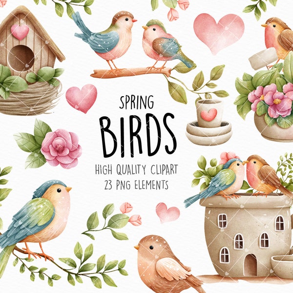 Clipart printemps, clipart oiseau, clipart oiseau de printemps, clipart oiseau d'amour